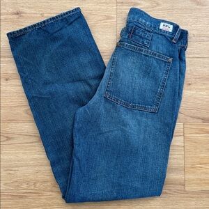 RRL Ralph Lauren Europe Patch Work Cinch Waist Cargo Wide Leg Jeans 26 Rare